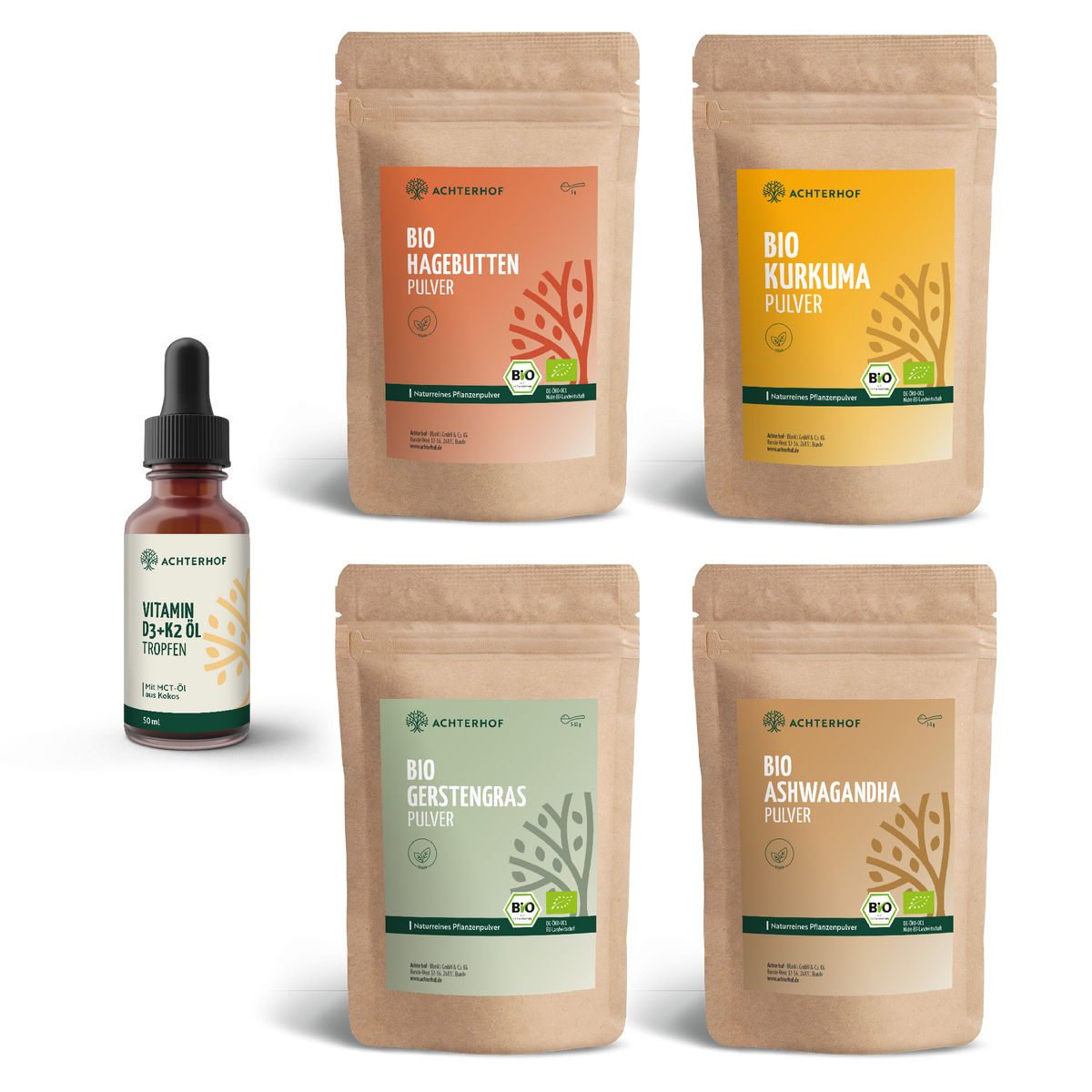 Goldene Milch Mischung 5er Set mit Vitamin D3 + K2