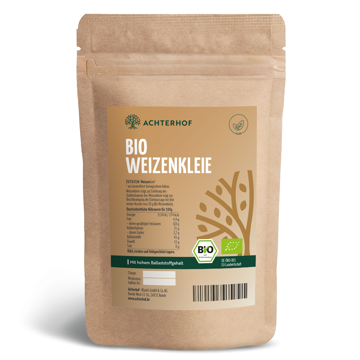 Finnische Bio Weizenkleie (1000g)